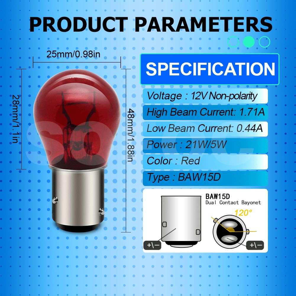 2 LAMP LAMPADE PHILIPS PR21/5W 12V 5/21W COL. ROSSO LUCE STOP - Foto 7