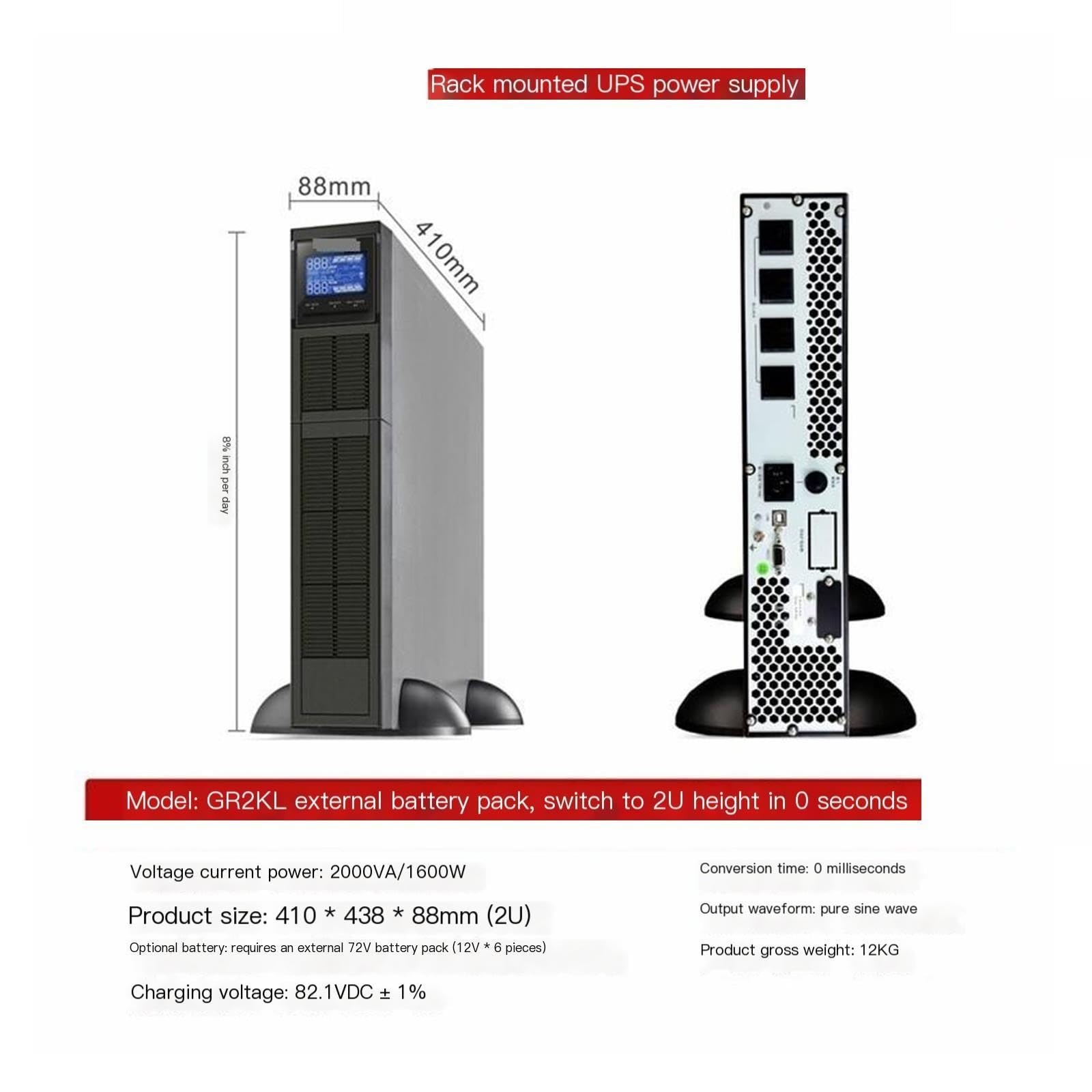 UPS en línea, alimentación ininterrumpida 2000VA 1600W GR2KL