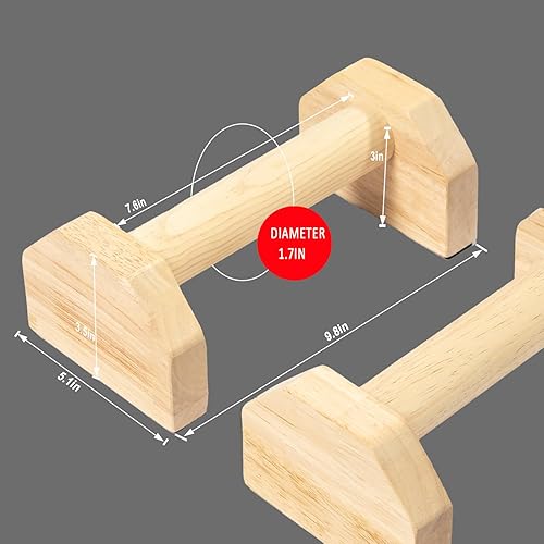 Miniatura 2 de Barras de empuje de paraletas de madera, asas antideslizantes para flexiones, mini bombas de mango, barra de inmersión para estación de inmersión,