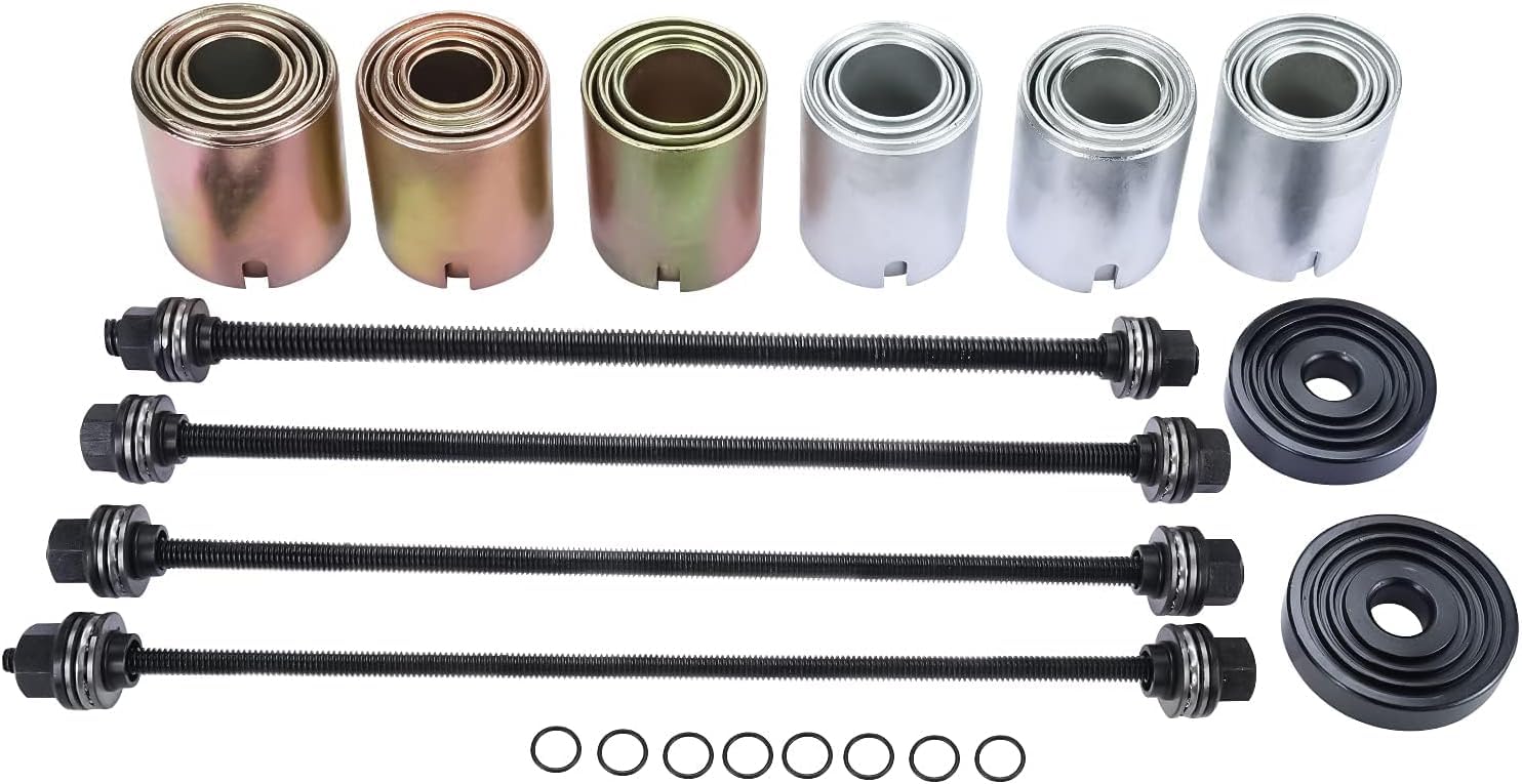 GEARMONSTER Set di 26 manicotti a pressione, cuscinetti in gomma, estrattori estrattori, cuscinetti in gomma silenziosi, 34 – 82 mm, sostituzione/rimozione dei cuscinetti delle ruote e delle boccole