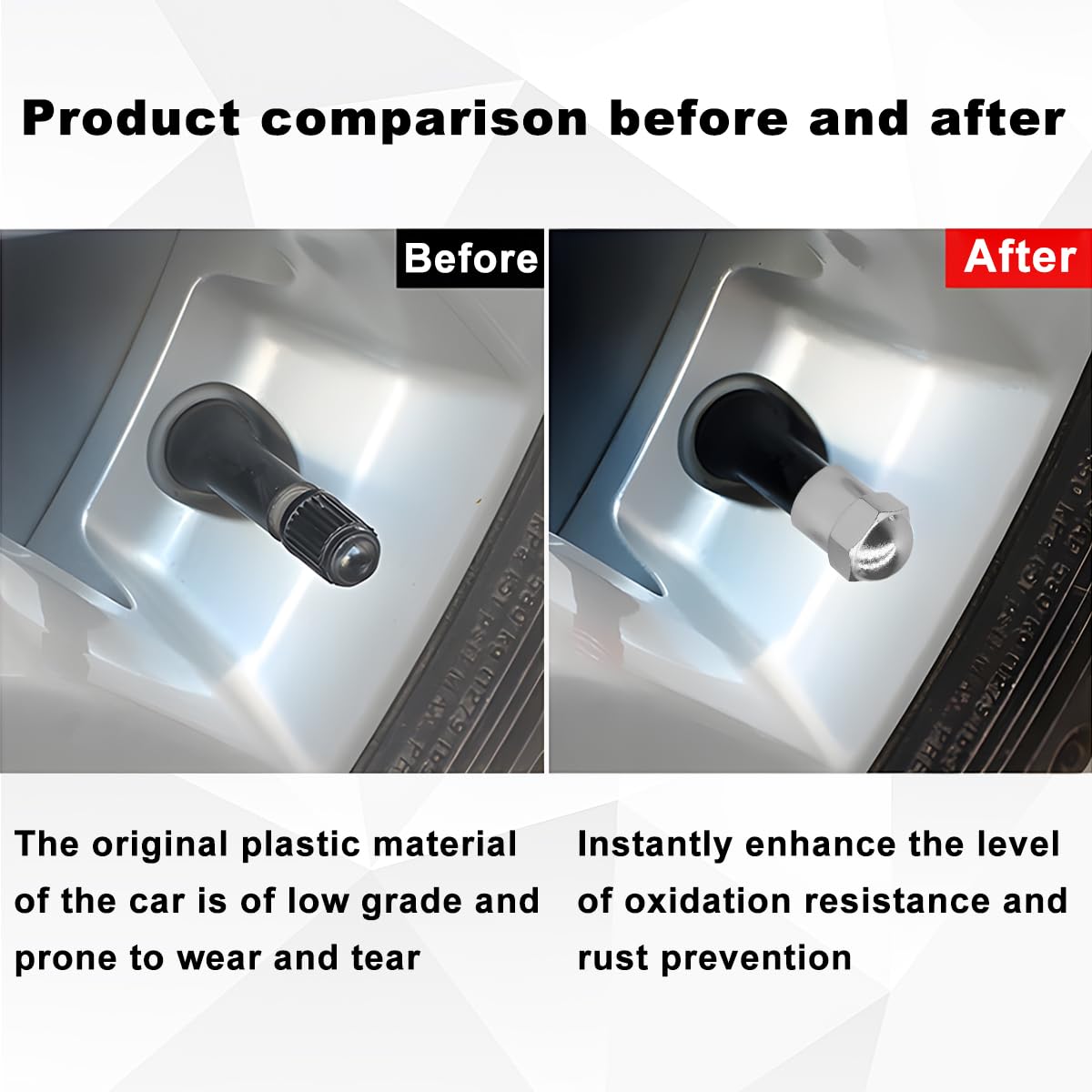 Car Tire Valve Stem Cap 8PCS Dust Proof Hexagonb Auto Wheel Tirm Tyre Cover with Rubber O Ring — view 3