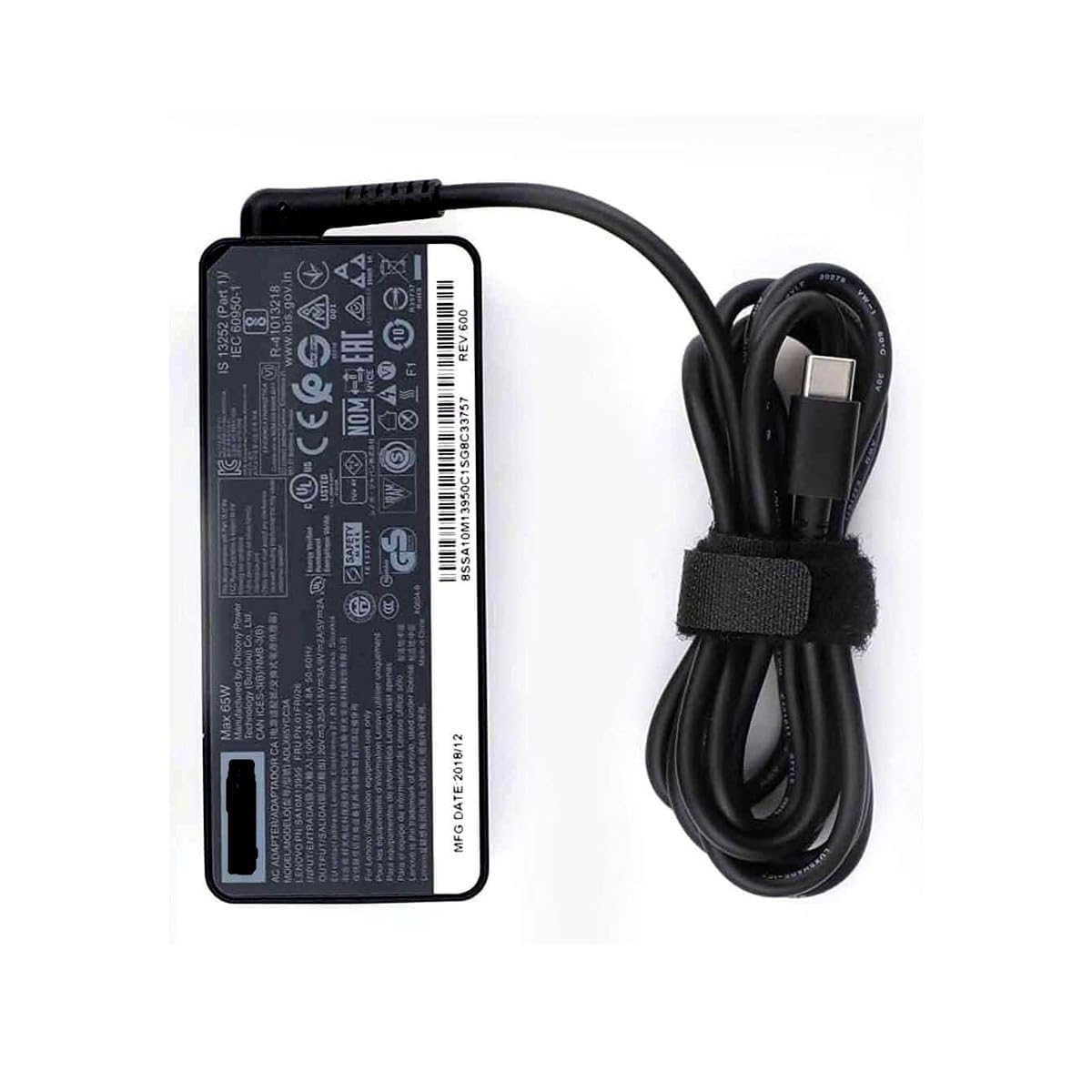 Fugen Power Cable Laptop Adapter Charger 65w 20V/3.25A Type -C for Think-Pad T480, T480s, T580, T580s, E480, E485, E490, E495, L480, L580, Yoga T490S, T590