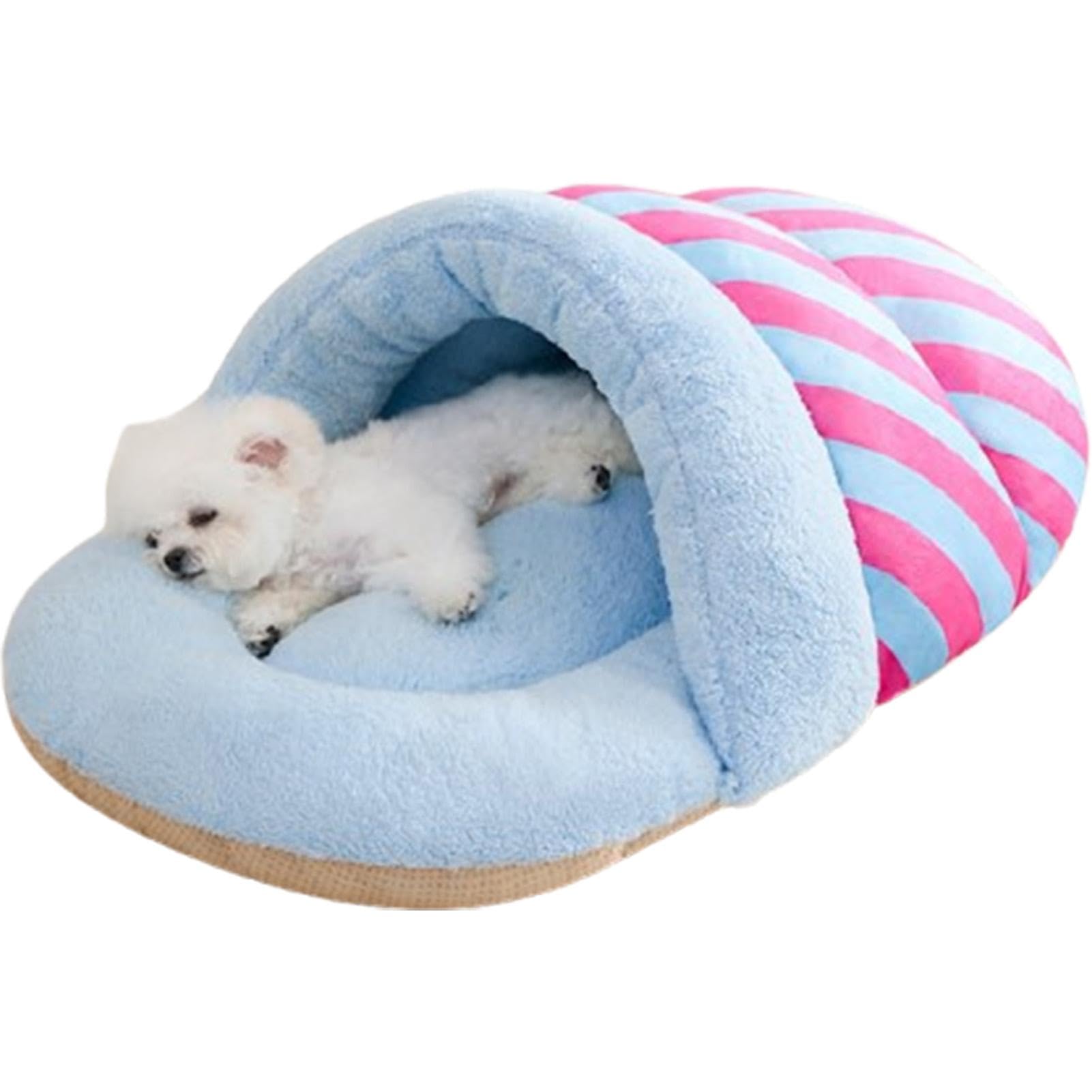 Panier chat pantoufle bleu en tissu doux taille M pour petit animal