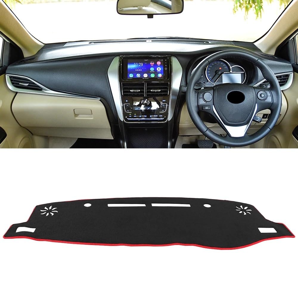 Pasuje do Toyoty Pasuje do Yaris Ativ 2019-2024 Pokrywa deski rozdzielczej samochodu Unikaj podświetlanej podkładki Osłona przeciwsłoneczna Maty(B LHD Brown)