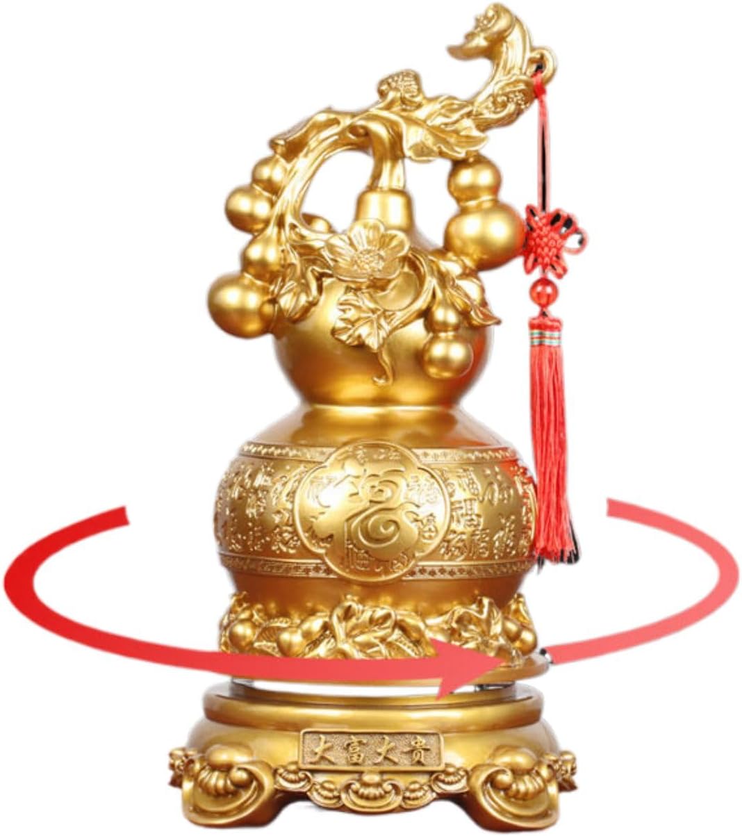 大富大贵福禄如意葫芦 Pure Copper Gourd Retro Home Decor Tabletop 摆件 Feng Shui Figurine Home Office Decor Chinese Gifts 客厅玄关酒柜电视柜装饰品乔迁开业礼物 8107