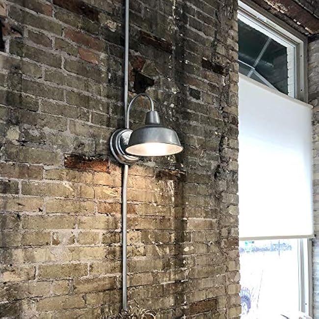 Design House Mason Barn Light Indoor/Outdoor Wall Mount Modern Industrial Farmhouse Wall Light for Patio, Garage, Bathroom, Office, Kitchen, 10-Inch, Galvanized Paint, 579383, Larger Version