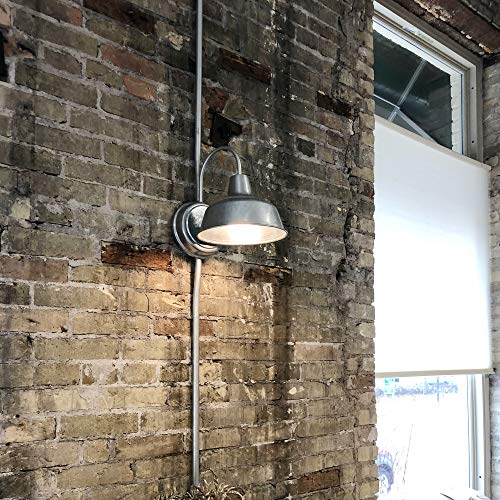 Image of Design House Mason Farmhouse Gooseneck Barn Light, Outdoor Exterior Porch or Patio Wall Light Fixture, Galvanized Gray Paint, 10 Inch Diameter, 1-Pack, 579383
