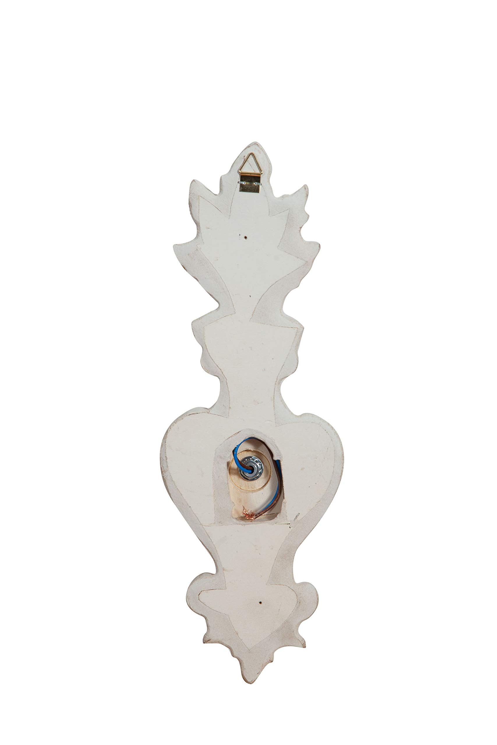 Applique Da Parete In Legno Vintage Bianco - Made In Italy, Stile Shabby Chic, Per Camera Da Letto, Bagno, Soggiorno