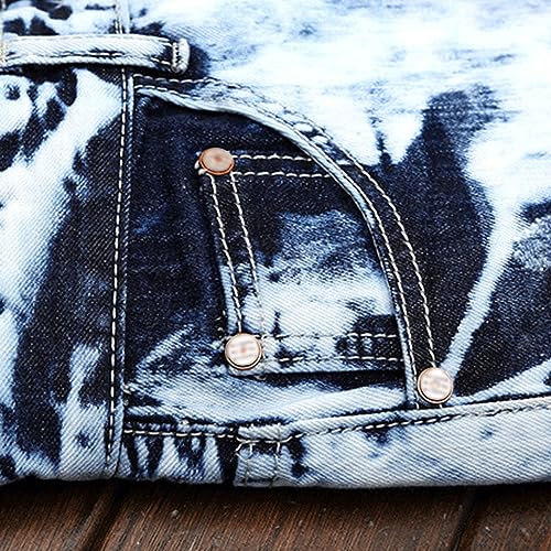 Men's Classic Patches Jeans Washed Straight Fit Slim Jean Pants Mid Waist Leg Denim Trousers for Men3