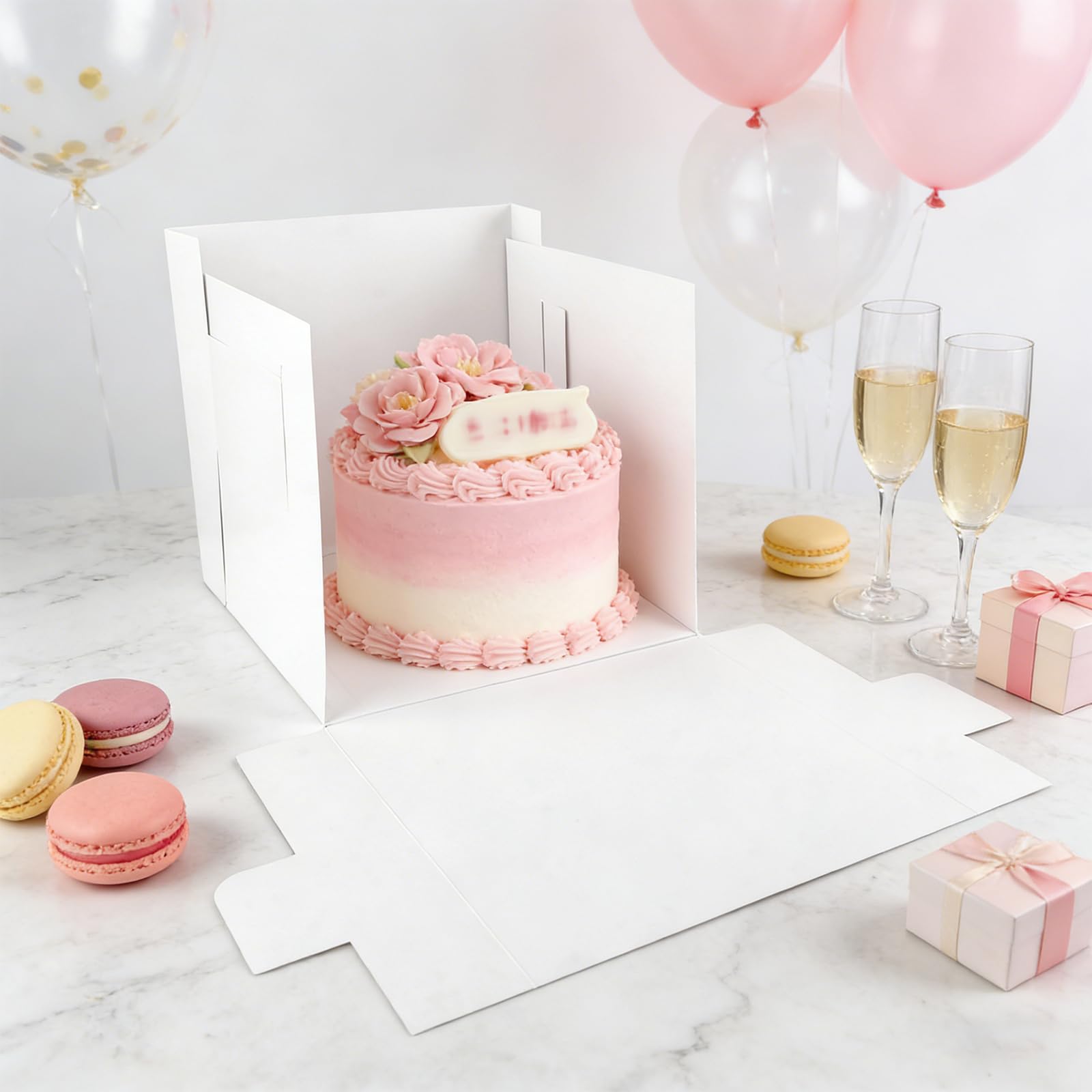 10 cajas de cartón para tartas, color blanco, 30 x 30 x 30 cm, caja para tartas, caja de transporte para tartas, caja de transporte, para tartas, cajas de cartón para tartas, pasteles