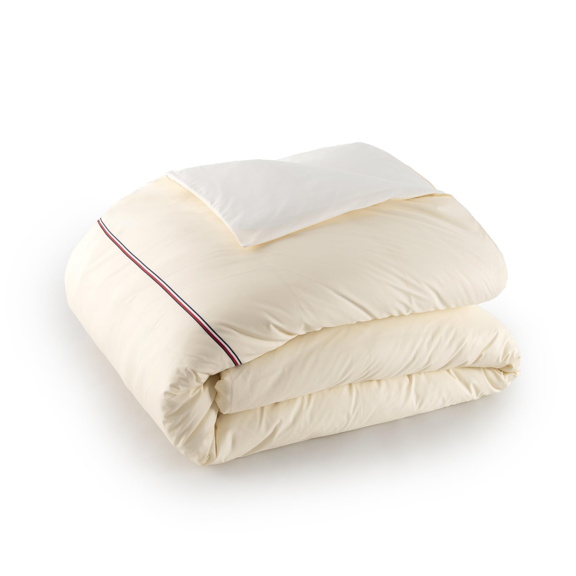 Tommy Hilfiger - Funda nórdica Color Crema, algodón 57 Hilos/cm², 100% algodón, Liso, Suave y Transpirable, 240 x 220 cm