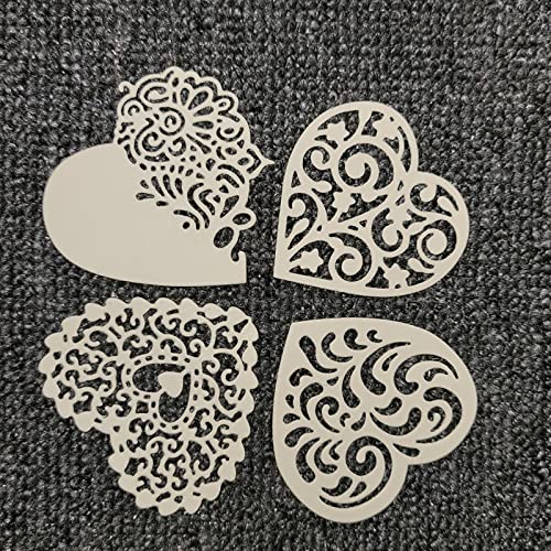 4pcs/Set Heart Metal Die Cuts, Lace Flower Hearts Lover Wedding Cutting Dies Cut Stencils for DIY Scrapbooking Photo Decorative Embossing Paper Dies for Scrapbooking Card Making - Thumbnail 3