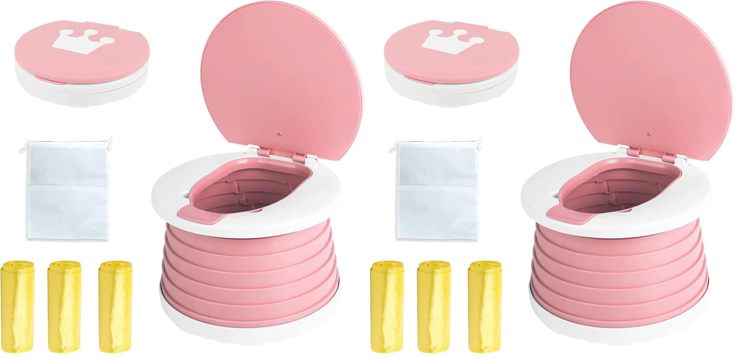 Travel Potty for Toddler, Portable and Foldable Toilet, Apply to Seat Emergency Toilet for Car, Camping, Outdoor, Indoor (pink, small) (Pack of 2)