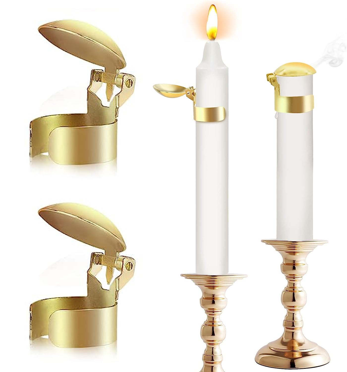 2Pcs Automatic Candle Snuffer Wick Flame Snuffer for Putting Out Candle Flame Safely Gold