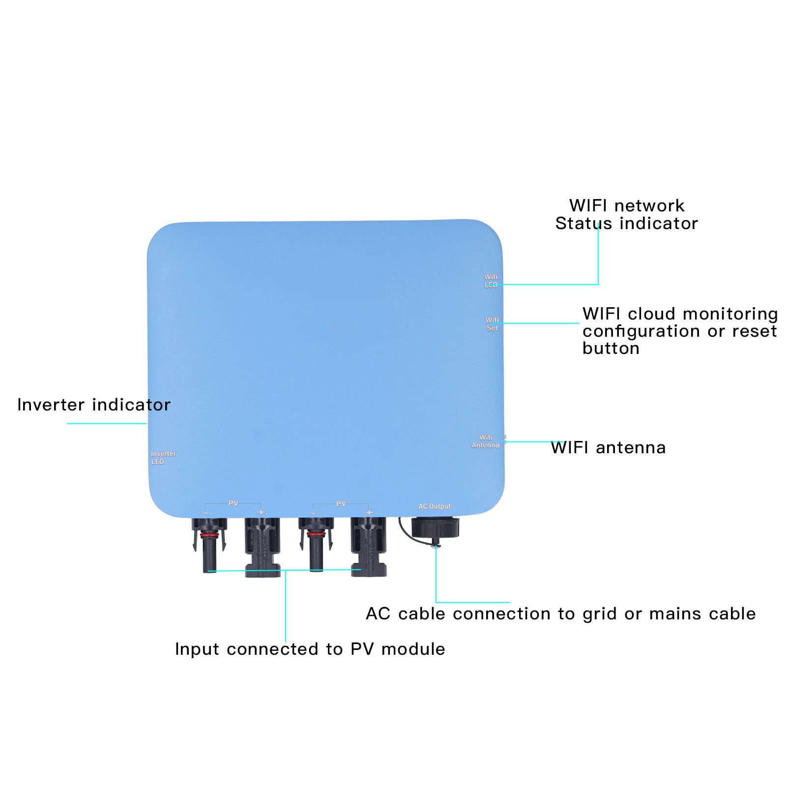 Micro Onduleur Solaire, Micro Onduleur Connecté au Réseau EU Plug 120V 230V Haute Efficacité de Travail Installation Facile Alliage d'Aluminium pour l'Industrie des Communications (600W)