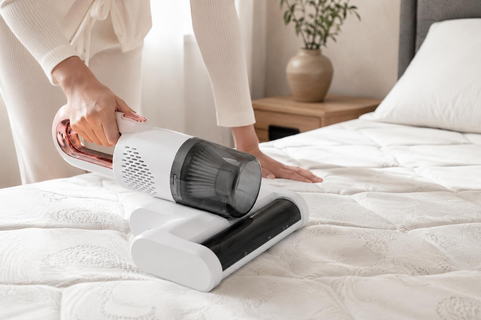 Aspirador antiácaros para colchones portátil, aspirador multifunción UV para cama y sofá, aspiradora inalámbrica con filtro HEPA lavable, eliminación de polvo y pelo, carga USB