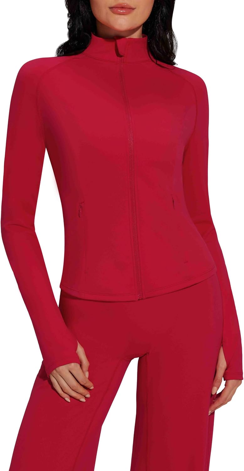 SUUKSESS Women 2 Piece Workout Sets Zip Up Jackets Wide Leg Yoga Pants