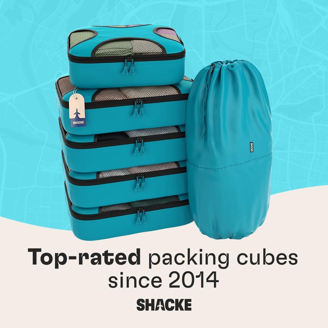 Shacke 6 Set Packing Cubes for Travel - Compression Packing Bags/Travel Organizer - Luggage Organizer Bags for Traveling - Travel Essentials for Women - Cruise Must Haves Packing List - Image 8