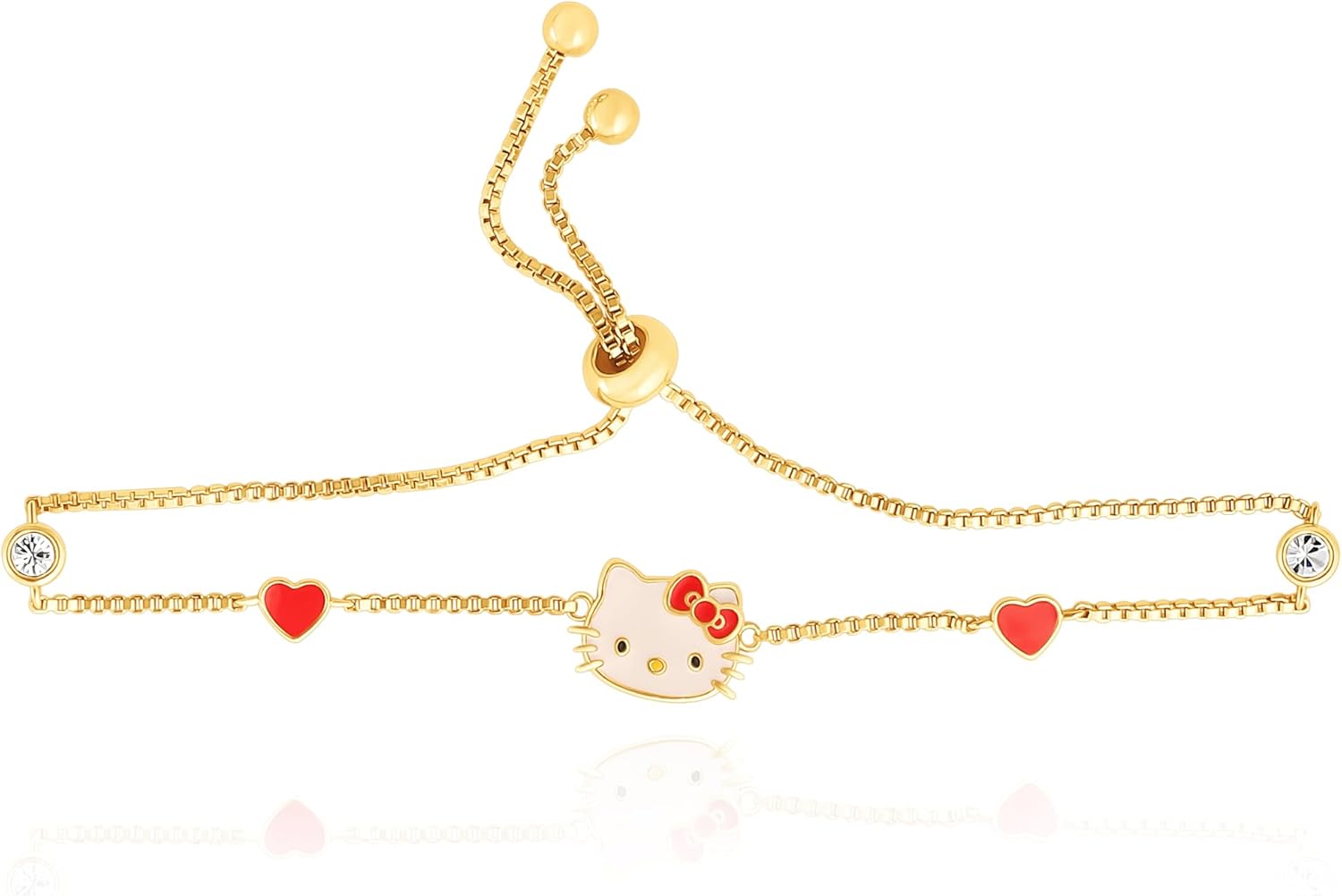 Hello Kitty Gold Lariat Bracelets for Women – Officially Licensed Sanrio Jewelry with CZ, Pearls & Pendant Styles