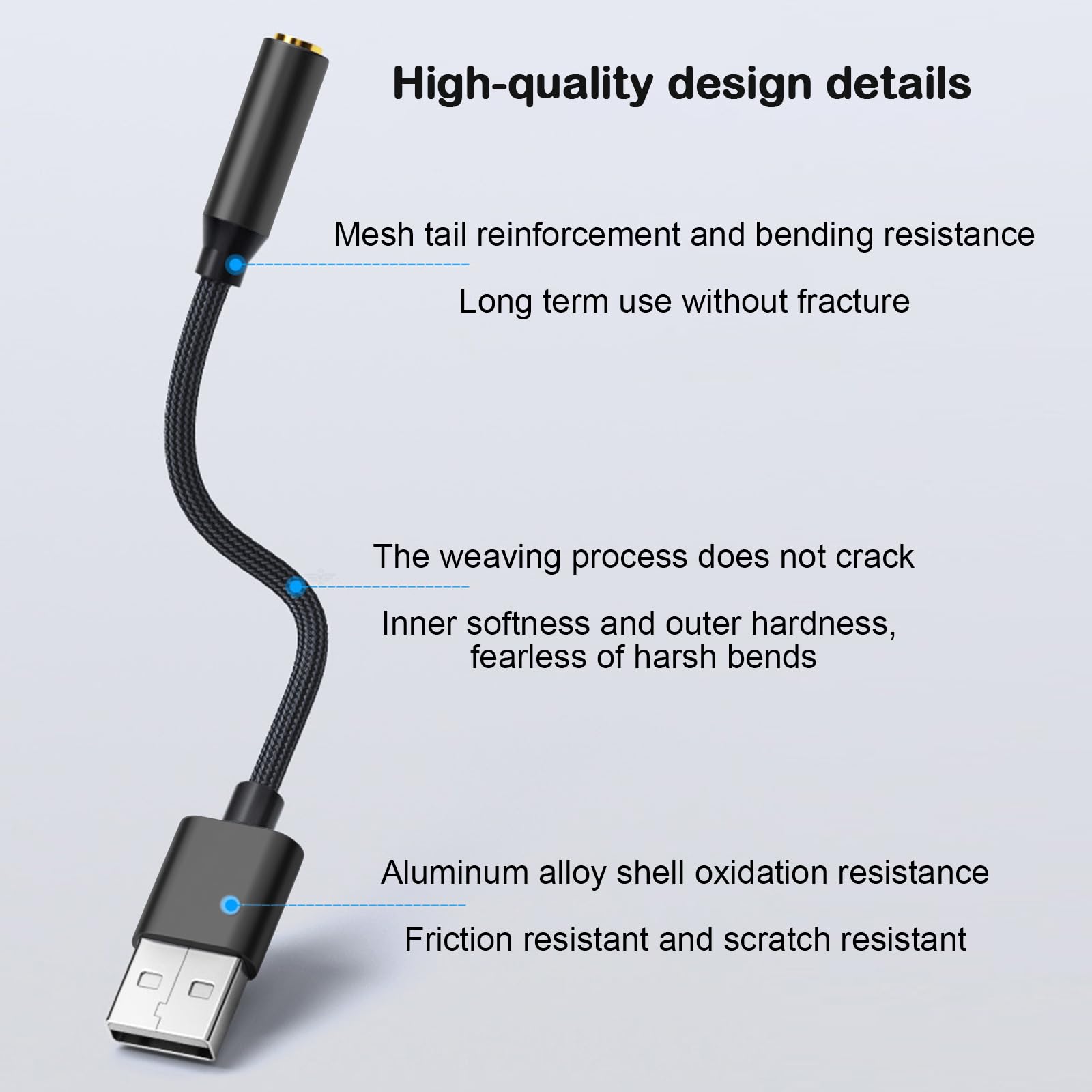 Adapter audio USB na jack 3,5 mm, zewnętrzna karta dźwiękowa USB, złącze TRRS, kompatybilne z słuchawkami, komputerem, laptopem, komputerem stacjonarnym, PS4
