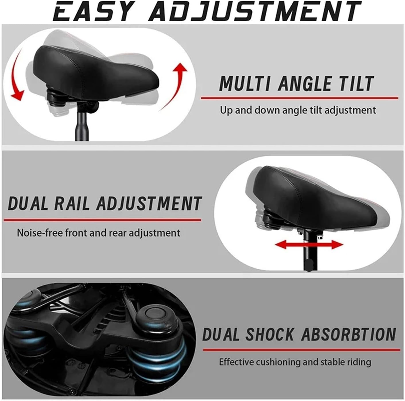 Oversized Bicycle Saddle Shock-Absorbing, Widened & Thickened Ergonomic Design, Soft Comfortable Seat Cushion for Cycling