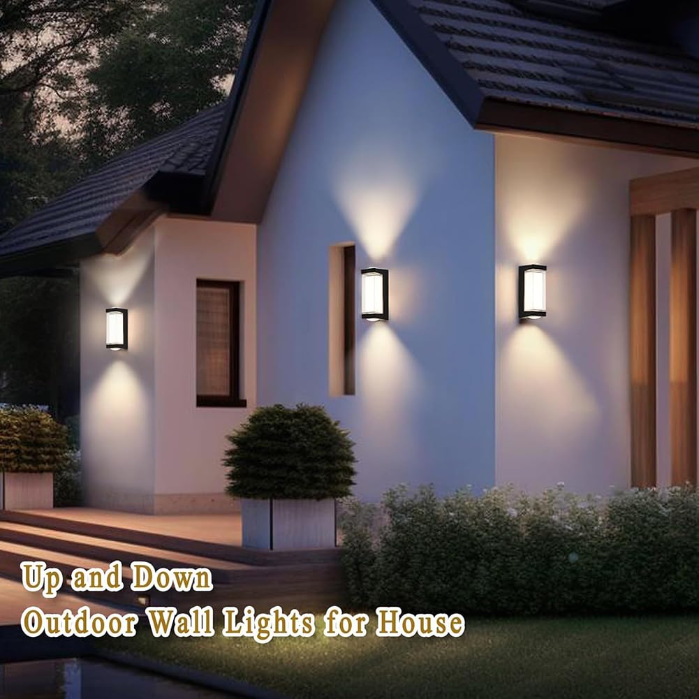 Applique murale d'extérieur à LED – IP65 étanche – Lumière moderne en aluminium pour intérieur et extérieur – Design carré blanc chaud 3000 K – Lanterne de patio noire