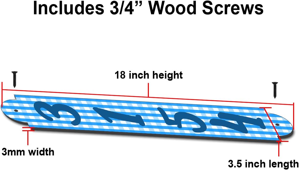 VWAQ Custom Plaid Aluminum Sign for Mailbox Post House Numbers Address Plaque - Single Sided and Reflective Pre-Drilled Holes - AS1S9 (Sky Blue)
