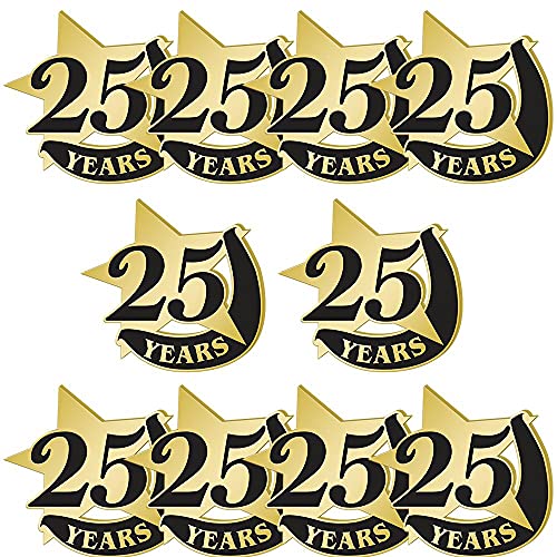25 Years Award Pin, 25 Years Of Service Pins, Sold In Packs Of 10