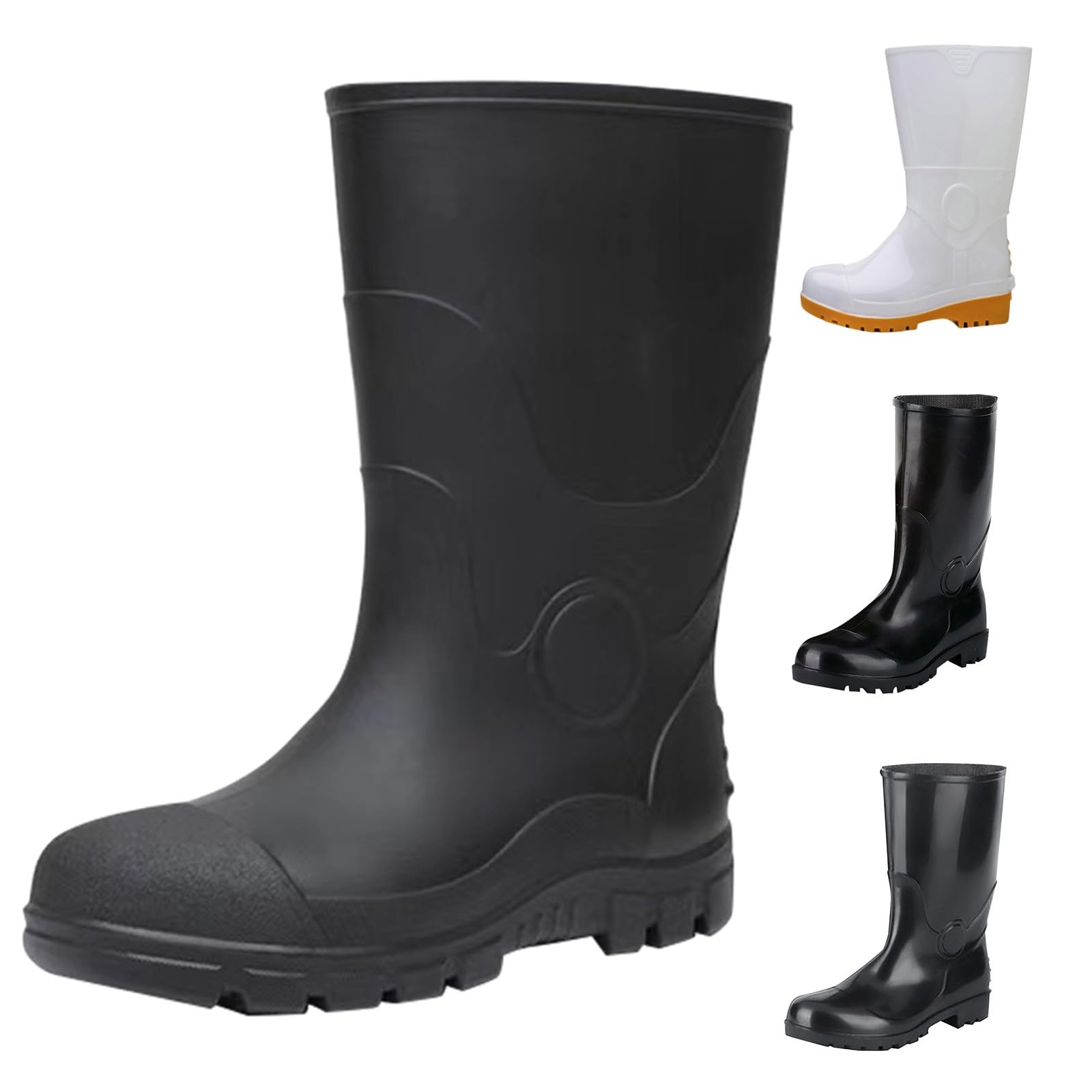Stivali di gomma da uomo in neoprene tinta unita stivali antiscivolo a metà polpaccio stivali da lavoro stivali di gomma resistenti stivali di gomma Wellington facili da pulire stivali da