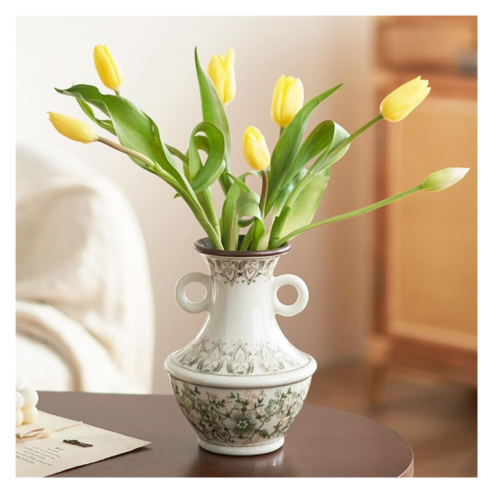 Vase en céramique craquelée chinois rétro D1, pot à fleurs pour déco maison