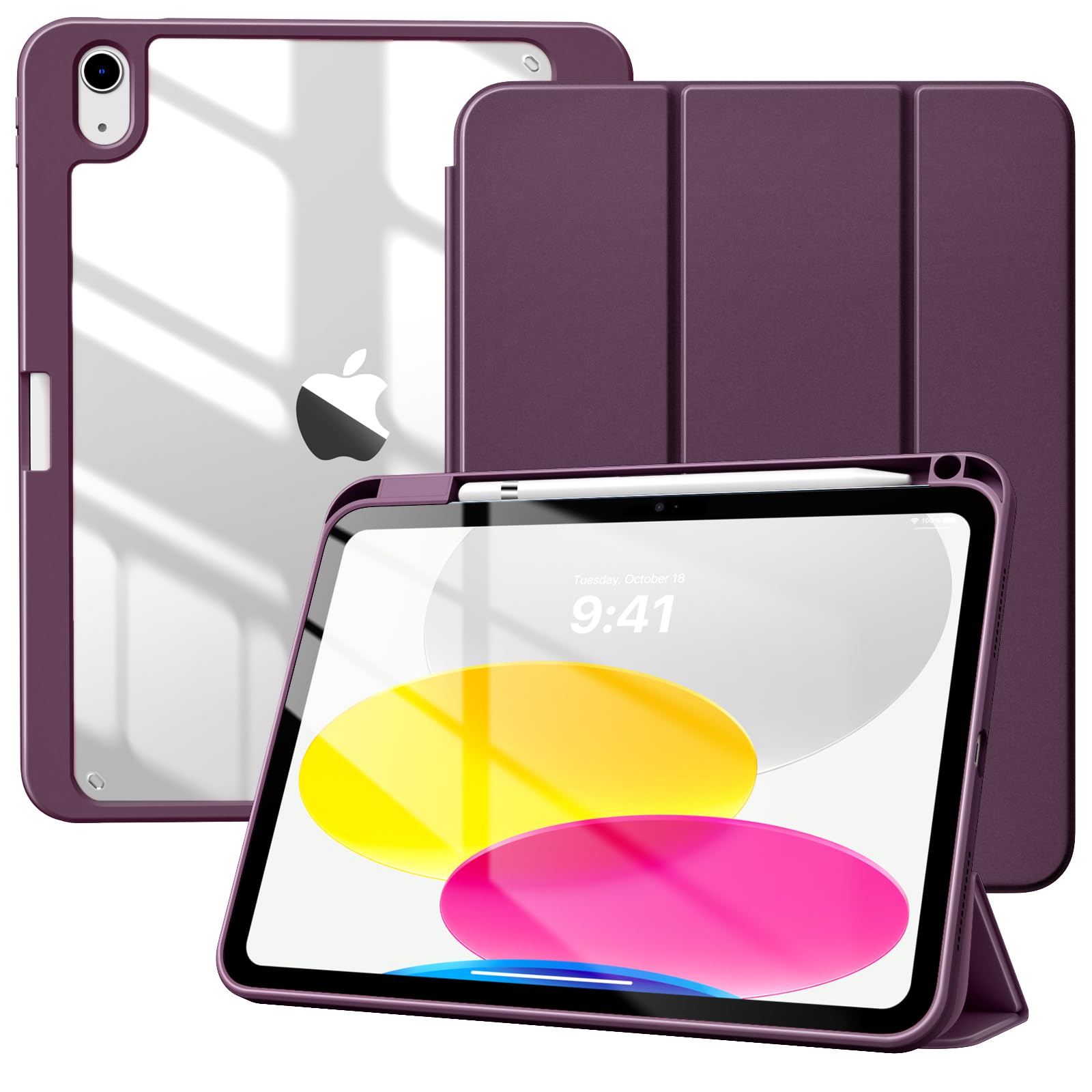 TiMOVO Case for iPad (A16) 11th Generation 11 Inch 2025, iPad 10th Generation Case 10.9 Inch 2022 with Pencil Holder,Slim Protective Cover with Clear