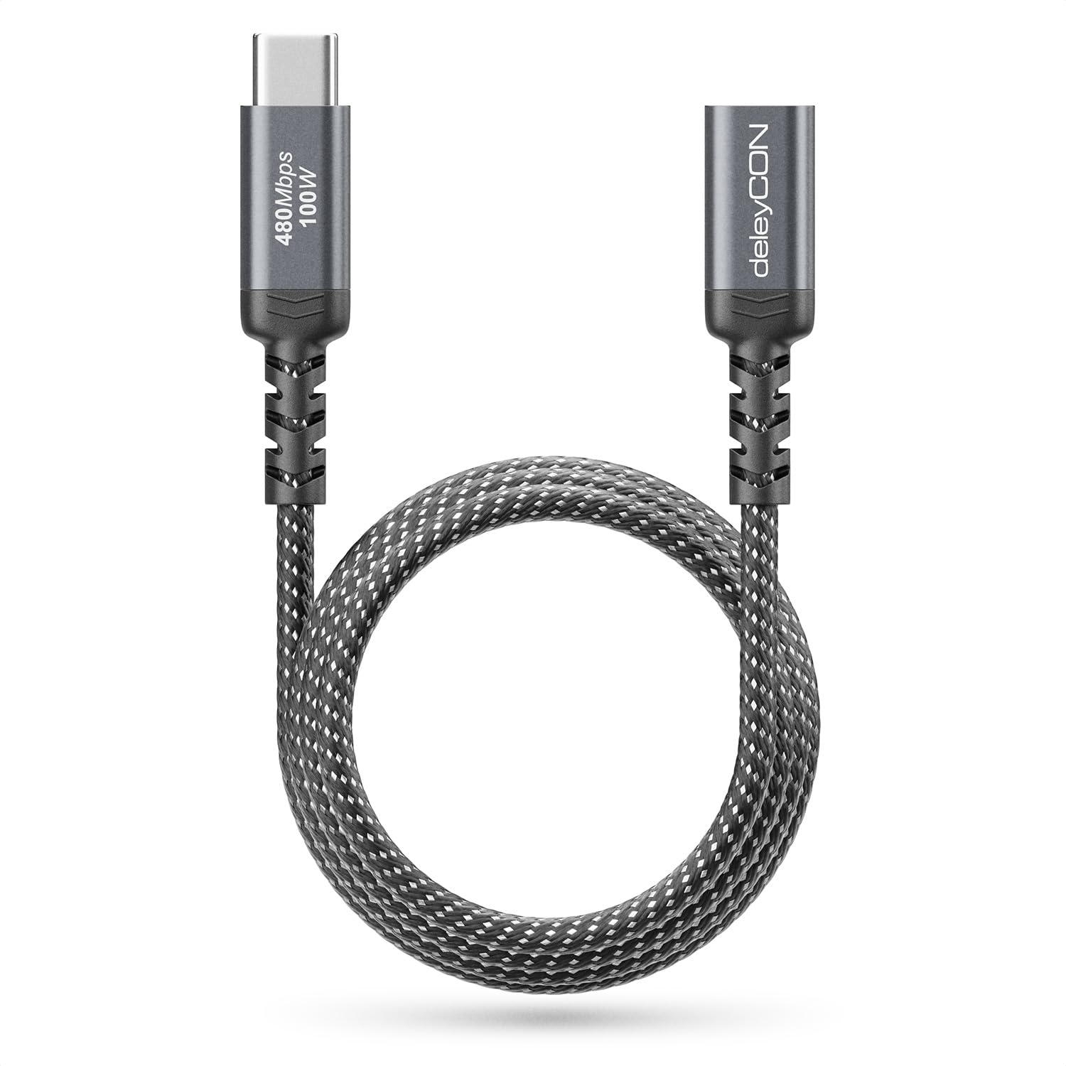 deleyCON 1m Prolunga USB-C 100W per Ricarica Rapida - Cavo PD 3.0 di Ricarica e Dati per iPhone 17 16 Pro Max Air Galaxy A16 A56 S25 S24 iPad MacBook Tablet Notebook