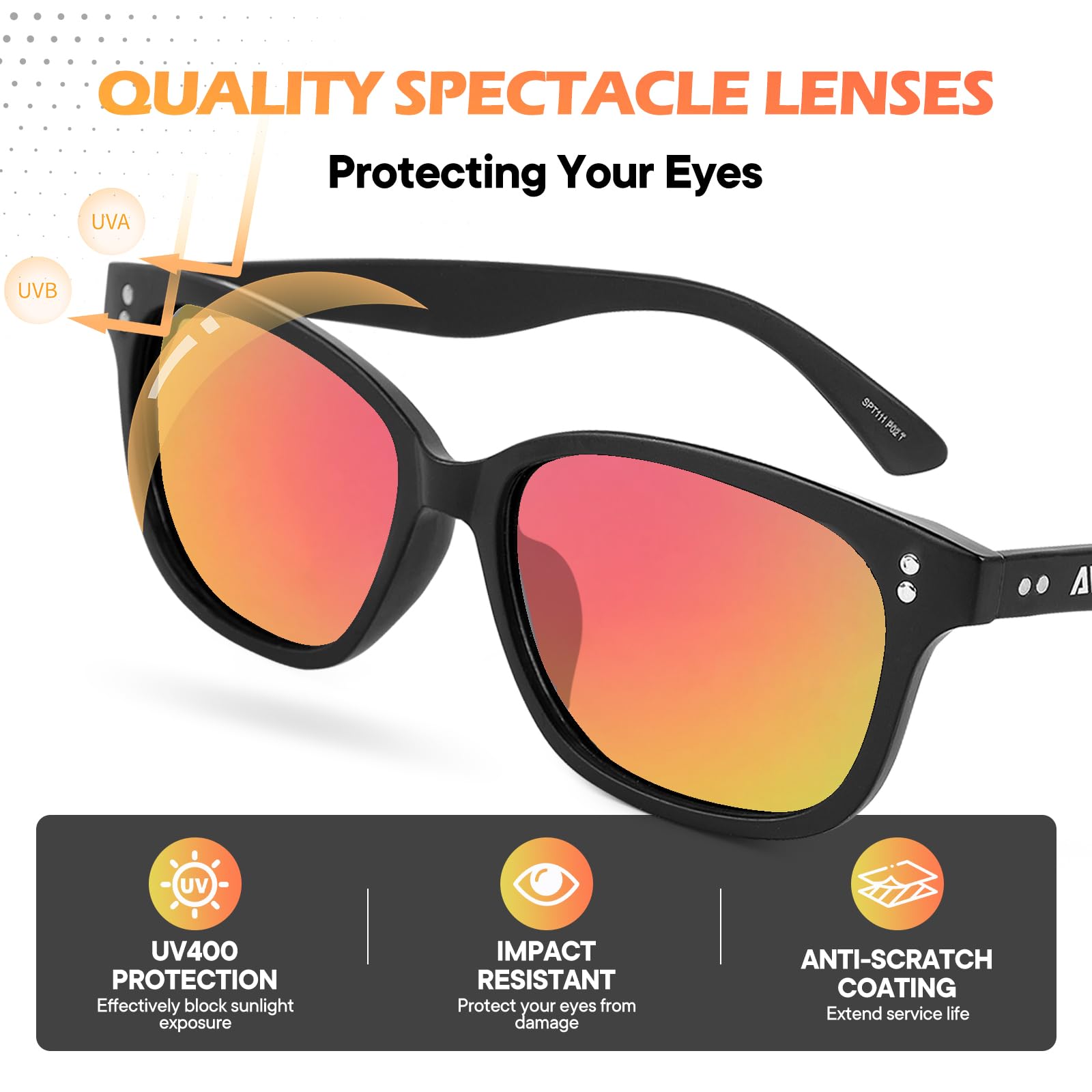 SPT111 - Lentes de sol polarizados para hombres y mujeres, lentes de sol retro con lentes de espejo con protección UV para conducir, correr, pescar, color rosa/plateado (paquete de 2)