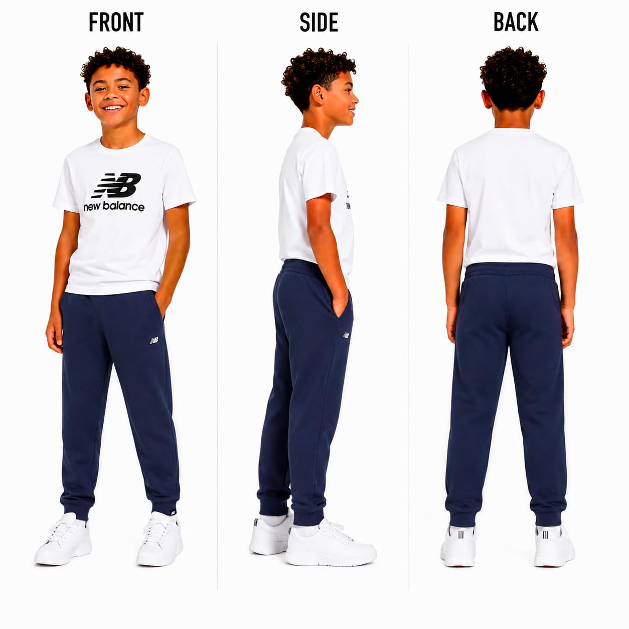 New Balance Pantaloni da jogging da bambino, in pile, con tasche profonde, pantaloni sportivi per ragazzi (8-20)