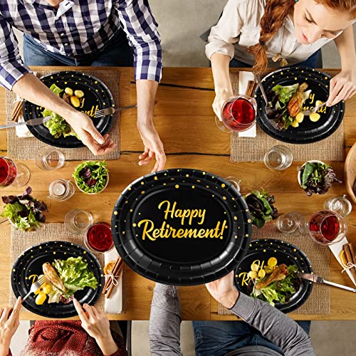 Gerrii 50 Pcs Large Oval Plates 50Th Birthday Party Happy Retirement Cheers To 50 Years Plates Oval Black And Gold Paper Plates Disposable Dessert Plates For Birthday Party, 10 X 12 Inch (Retirement) #TOP3