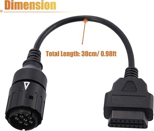 Miniatura 3 de X AUTOHAUX 11.8 in 0.98ft 10 Pin a OBDII Cable Cable Adaptador de Diagnóstico Cable Adaptador de Cable de Diagnóstico de Motocicleta OBD2 Escáner