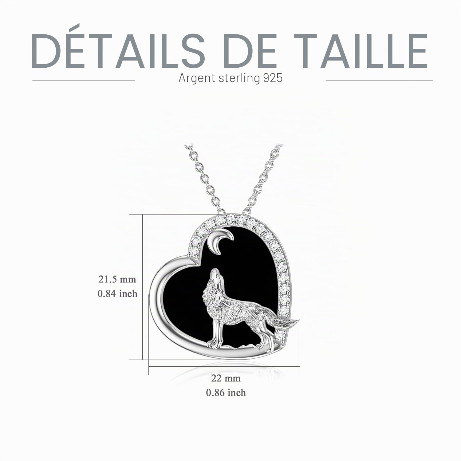 ROMANTICWORK Collier Loup en Argent Sterling Collier Pendentif Loup Cadeaux d'Anniversaire Bijoux de Loup pour Femme Fille