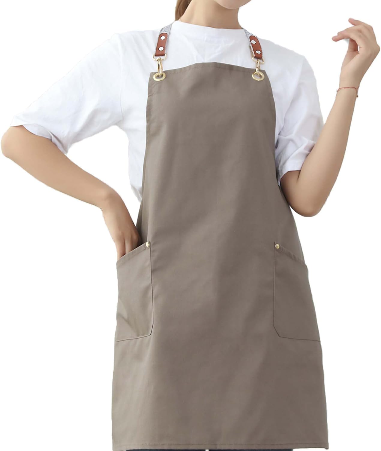 Aprons for Women Men with Pockets Water Drop Resistant Cross Back Adjustable