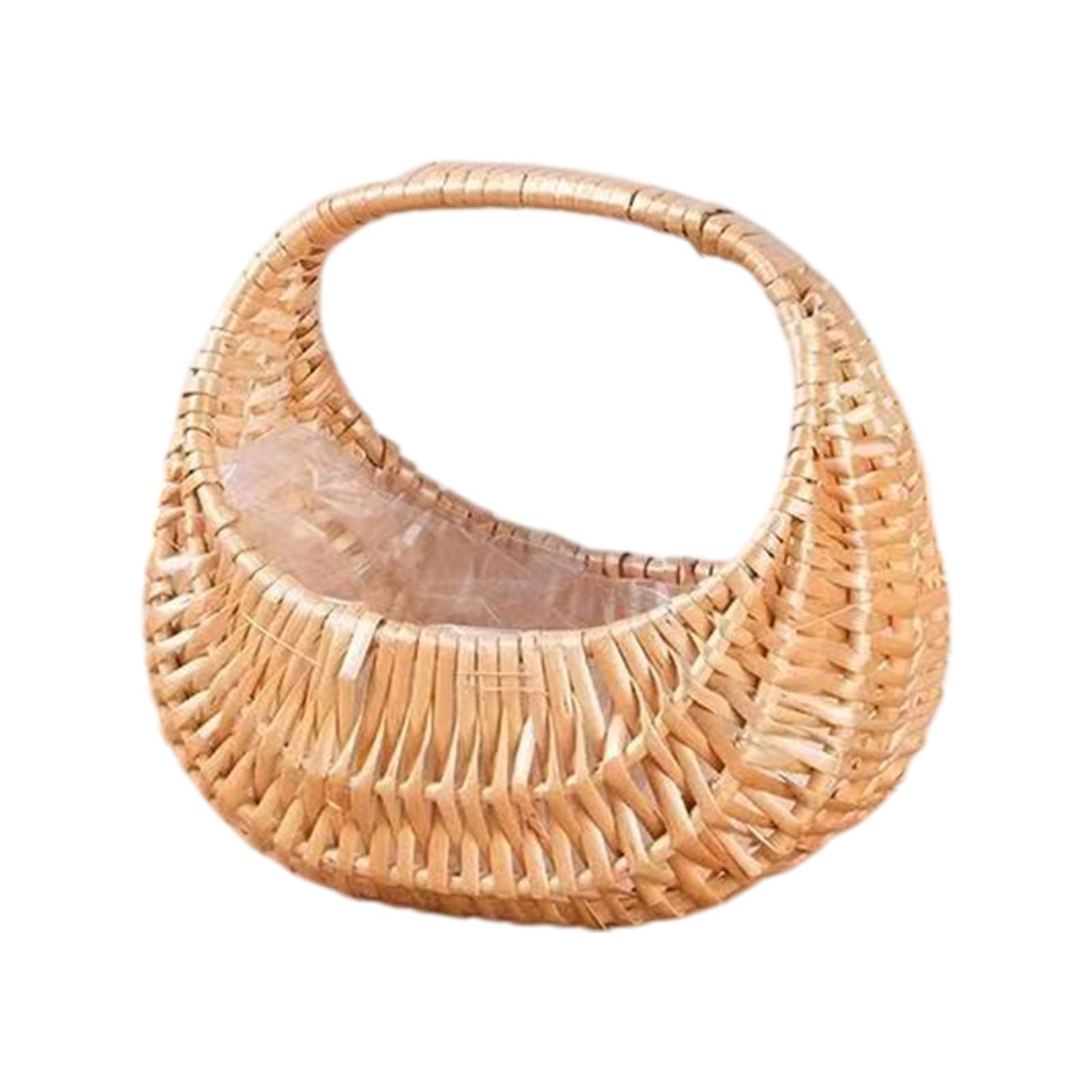Tsophreniq Handwoven Wicker Flower Basket Natural Rattan Storage Bin for Home Decoration Wedding Arrangement Home Planner Basket