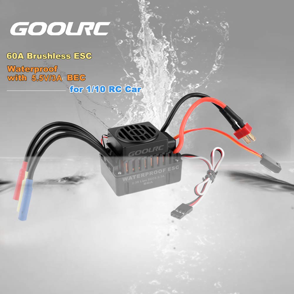 GoolRC Impermeable 3660 3800KV Motor sin escobillas con 60A ESC Combo Set para 1/10 RC Car Truck Motor impermeable