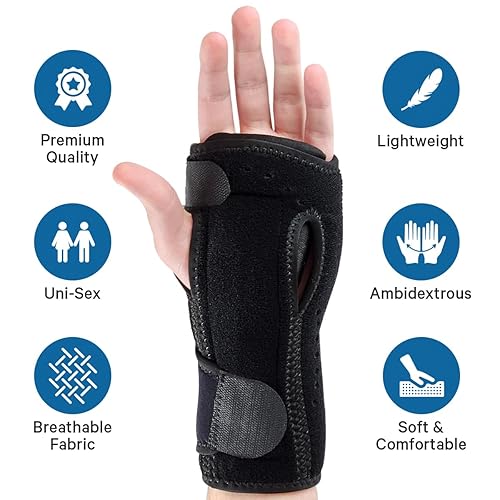 Miniatura 4 de Muñequera para túnel carpiano, extra comodidad para la noche, soporte de muñeca ajustable de noche con férulas para artritis, tendinitis, esguince,