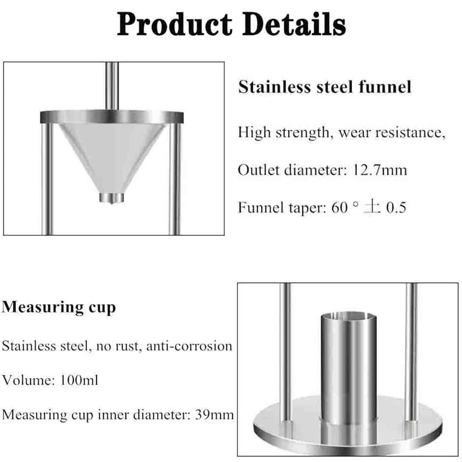 Tester gęstości proszku, miernik do układania w stos ze stali nierdzewnej 100 ml do pomiaru proszku metalowego i niemetalowego, przyrząd do pomiaru gęstości objętościowej do użytku laboratoryjnego