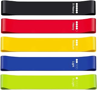 5 Pack Bandas Elasticas Fitness, Bandas de Ejercicio Resistencia de Fitness, Látex Natural, para Entrenamiento de Fuerza, Pilates, Glúteos, Culturismo, Yoga