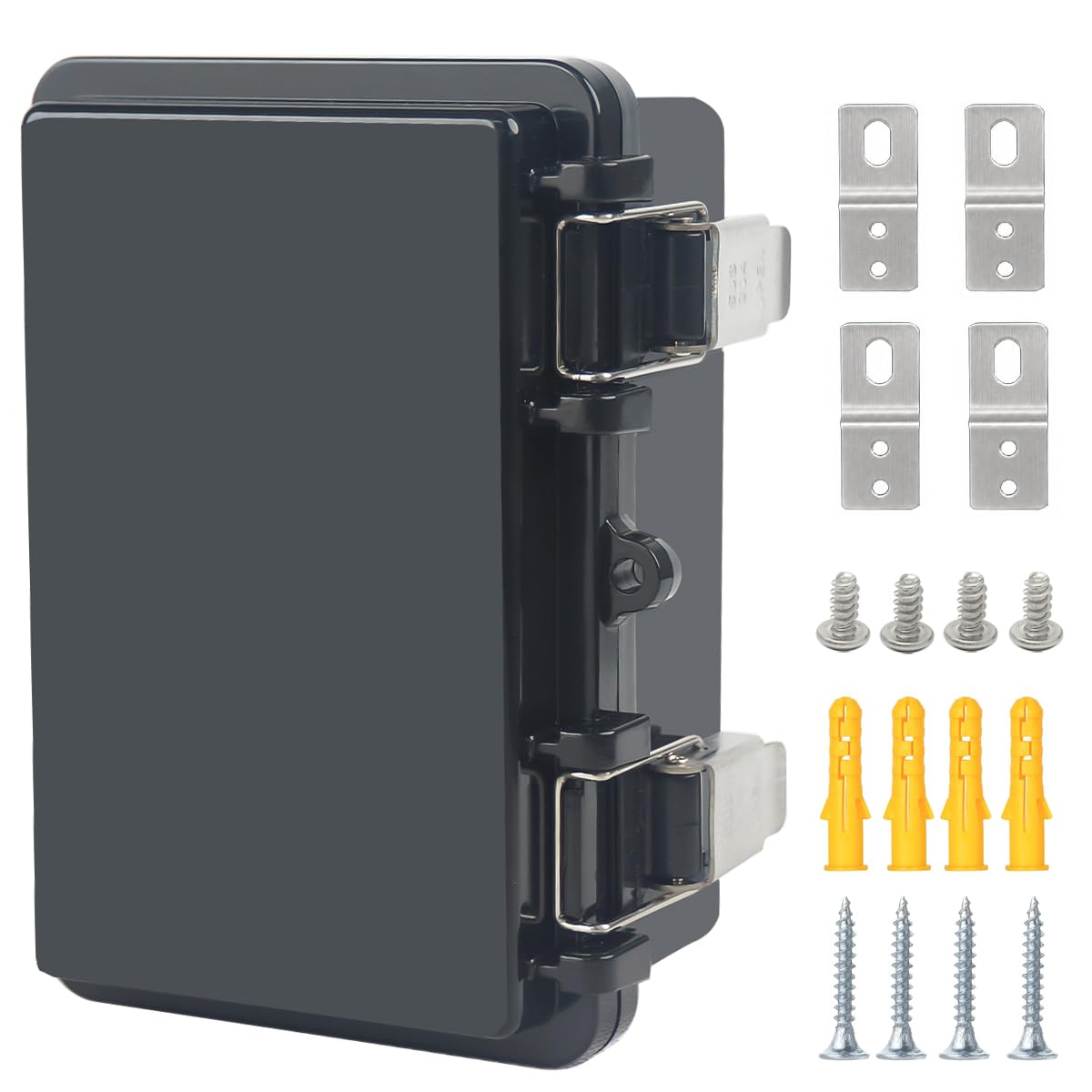 Junction Box,IP67 Waterproof Electrical Box Hinged Clear Cover Stainless Steel Latch Project Box Enclosure with Mounting Plate & Wall Bracket, Black 11.8 x 7.9 x 6.7inch(300x200x170mm) — Amazon image 14