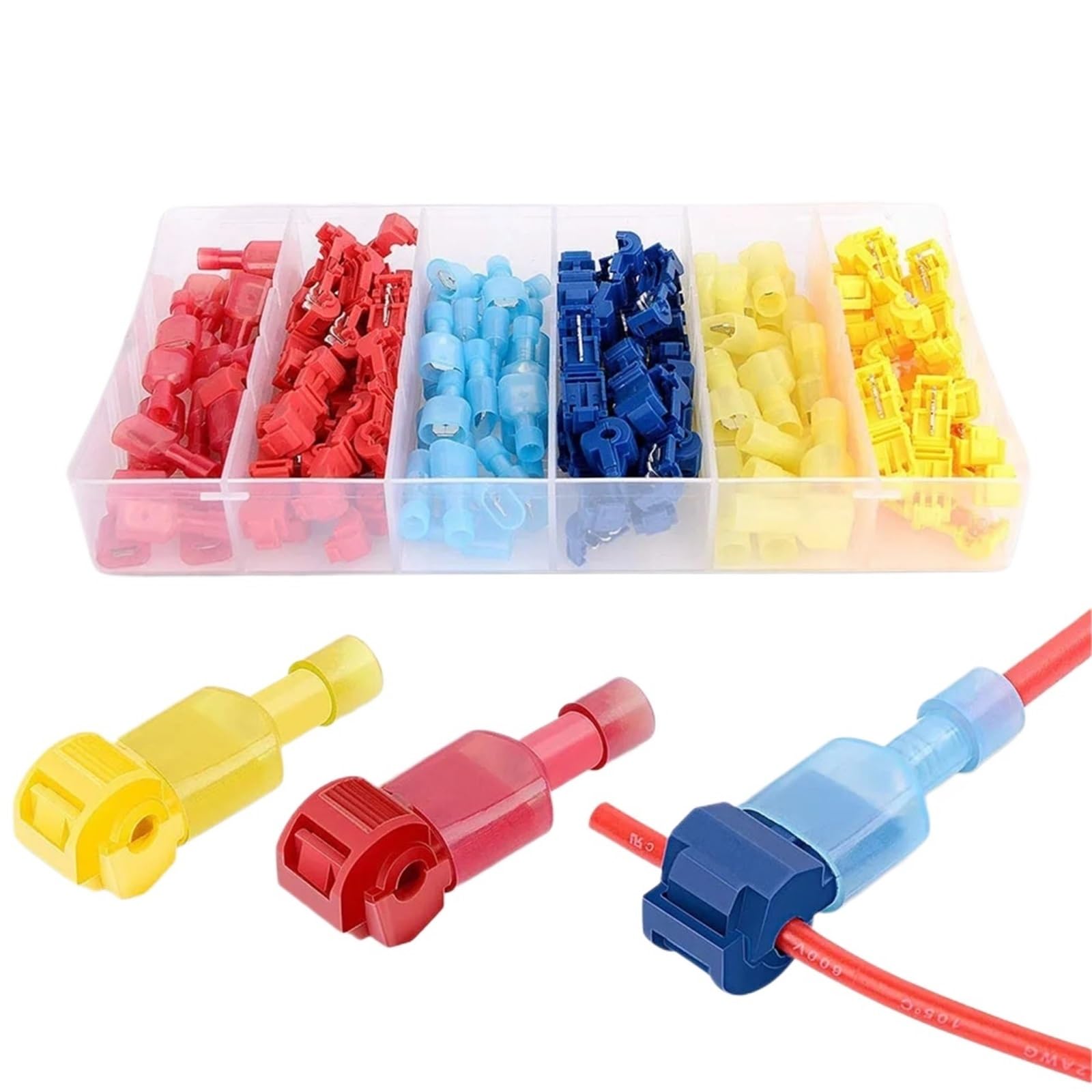 Cosses à sertir isolées, connecteurs de fils, kit dérivation en T, dérivations câbles électriques déconnexion rapide(480PCS with pliers)