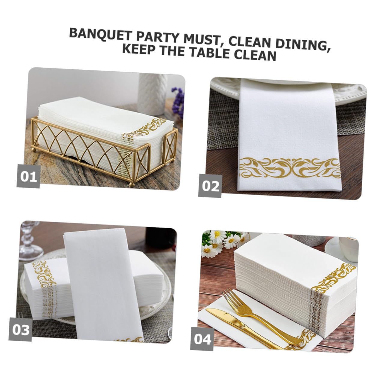 100 Stück Einweg Gold Servietten Gold Papierservietten für Hochzeit Party Bankett Gästetücher und Saugfähig für Festliche Anlässe