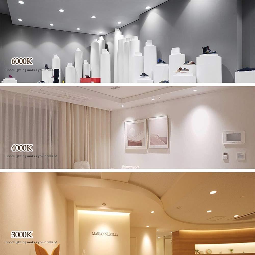 12 Pack Black Retrofit LED Recessed Light 5W,7W,12W,20W COB White Recessed Lighting, Retrofit LED Recessed Downlight Retrofit Kit, Baffle Trim for Home Improved