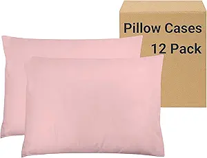 ZPECC Pillow Cases Queen Size Set of 12, 20x30 Envelope Closure Pillowcases, Soft Plain Brushed Microfiber Covers Hypoallergenic Breathable, Pink