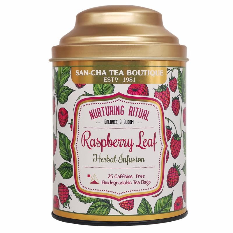 Image of Sancha Tea Boutique Raspberry Leaf Herbal Infusion Blend | With Peppermint for Digestive Comfort & Relaxation | Traditionally Valued Women's Wellness Infusion | 25 Pyramid Tea Bags |Naturally Caffeine Free