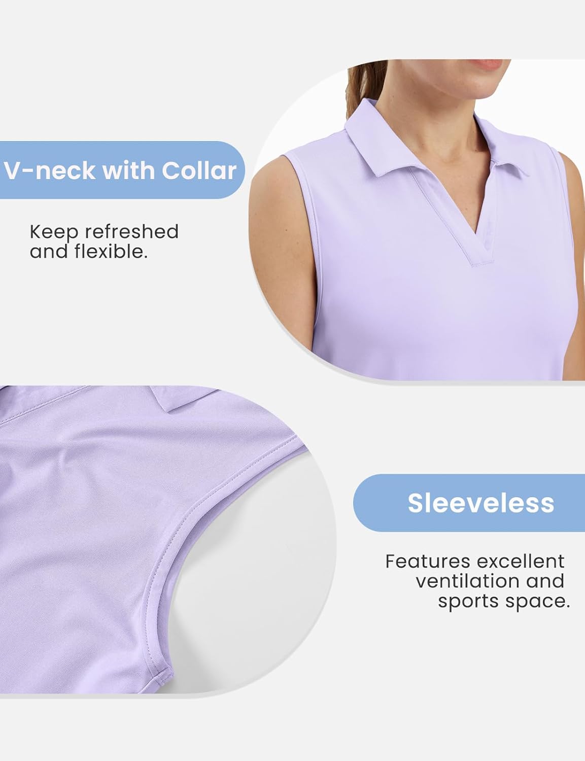 TBMPOY Women's Golf Shirts Sleeveless Collared Polo Tank Top UPF 50+ Quick Dry Tennis V-Neck Ladies Sports - Image 5